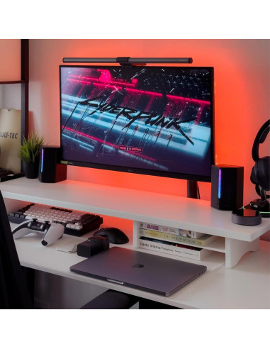 Soporte Doble Monitor ROCDEER de Bambú Blanco 100 cm 136 kg