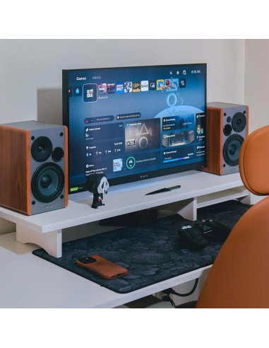 Soporte Doble Monitor ROCDEER de Bambú Blanco 100 cm 136 kg