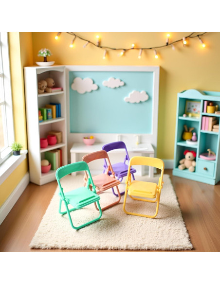 Juego de 5 Sillas Plegables Coloridas Miniatura 1/12 Labriciyon