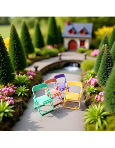 Juego de 5 Sillas Plegables Coloridas Miniatura 1/12 Labriciyon