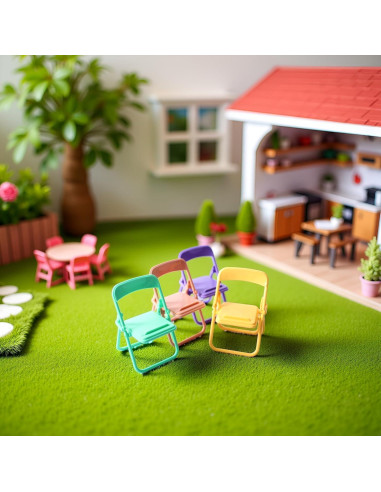 Juego de 5 Sillas Plegables Coloridas Miniatura 1/12 Labriciyon
