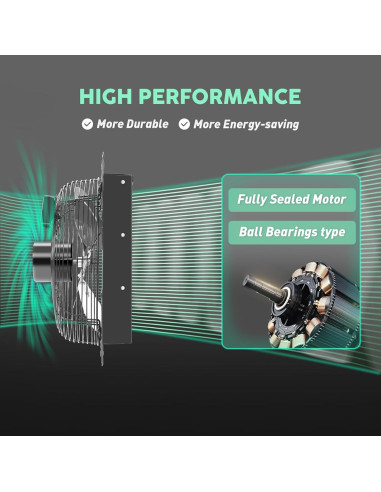 Ventilador de Escape YOZON 30.48 cm con Obturador Automático