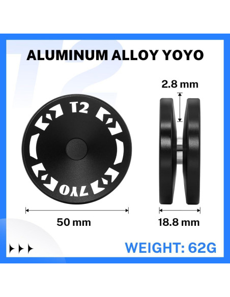 Yoyo T2 2A Responsivo 7YO para Niños - Aluminio 6061 Negro