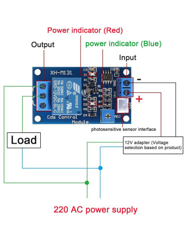 Módulo de Relé de Fotoresistor Alinan 12V 10A con Cable
