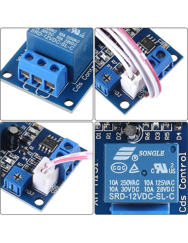 Módulo de Relé de Fotoresistor Alinan 12V 10A con Cable