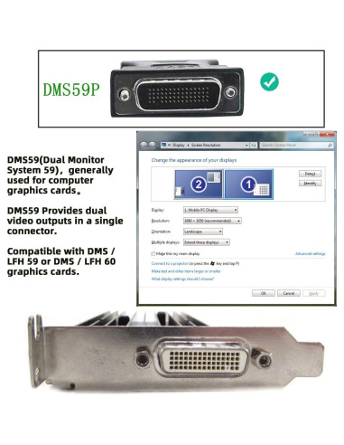 Cable Divisor DMS-59 Macho a Doble VGA Hembra 10cm Cablecc