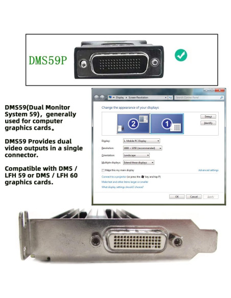 Cable Divisor DMS-59 Macho a Doble VGA Hembra 10cm Cablecc