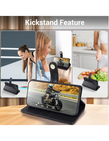 Funda Cartera Lacass para Motorola Moto G 5G 2025 - Negro, Cuero PU con Bloqueo RFID