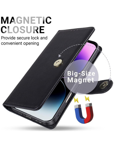 Funda Cartera Lacass para Motorola Moto G 5G 2025 - Negro, Cuero PU con Bloqueo RFID