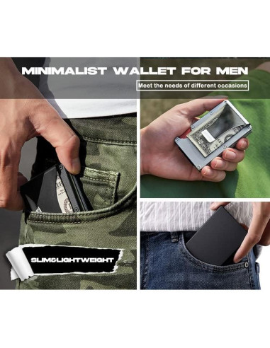 Billetera Slim I-sper para hombres con bloqueo RFID - Plata