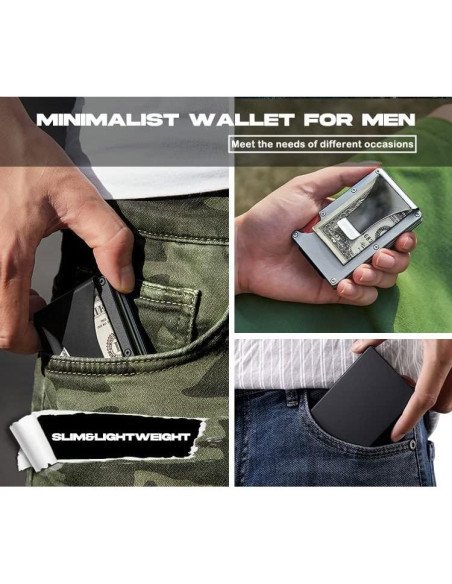 Billetera Slim I-sper para hombres con bloqueo RFID - Plata