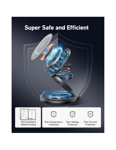 Estación de Carga Inalámbrica 3 en 1 Magsafe Autige para iPhone 15/14/13/12/11 Pro Max, Apple Watch y AirPods
