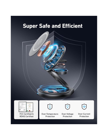 Estación de Carga Inalámbrica 3 en 1 Magsafe Autige para iPhone 15/14/13/12/11 Pro Max, Apple Watch y AirPods