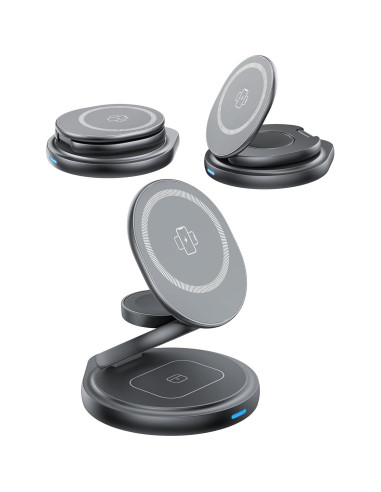 Estación de Carga Inalámbrica 3 en 1 Magsafe Autige para iPhone 15/14/13/12/11 Pro Max, Apple Watch y AirPods