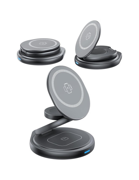 Estación de Carga Inalámbrica 3 en 1 Magsafe Autige para iPhone 15/14/13/12/11 Pro Max, Apple Watch y AirPods