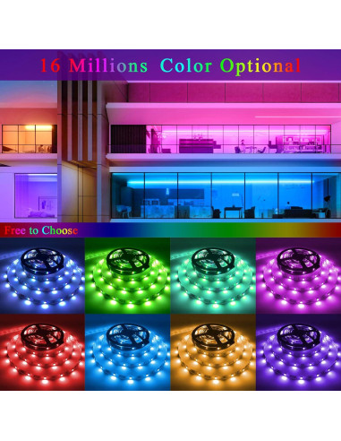 Tira de Luz LED QZYL 22.86m RGB con Control Remoto y 8 Modos
