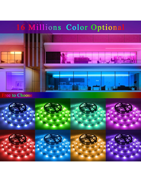 Tira de Luz LED QZYL 22.86m RGB con Control Remoto y 8 Modos