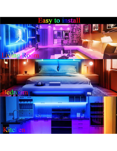 Tira de Luz LED QZYL 22.86m RGB con Control Remoto y 8 Modos