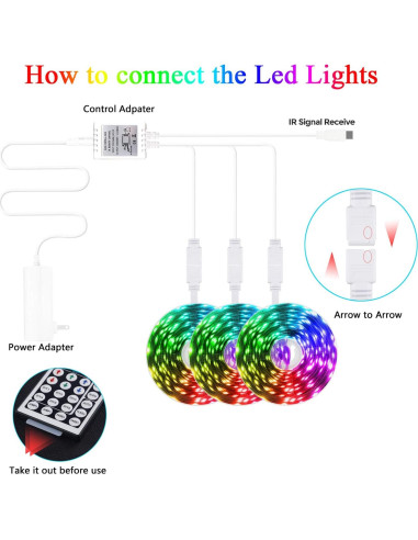 Tira de Luz LED QZYL 22.86m RGB con Control Remoto y 8 Modos