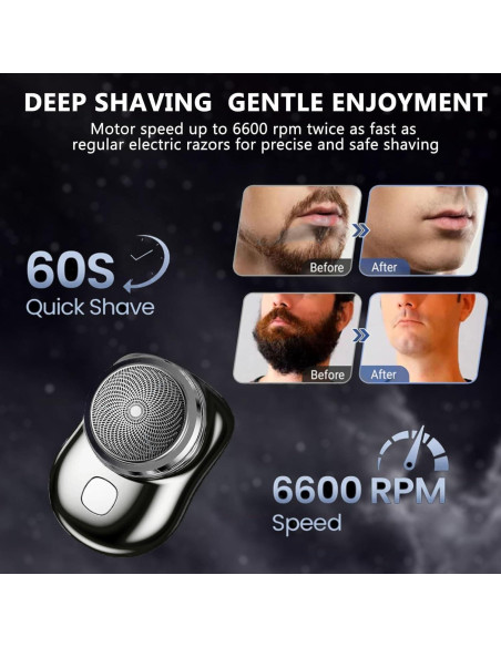 Afeitadora Eléctrica Portátil ZHENPIS Mini 4.6x6.5cm Negra