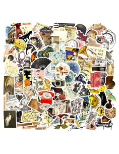 100 Stickers Vintage Impermeables Fbowlsea para Scrapbook