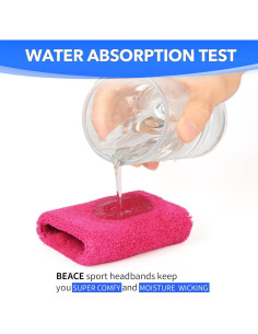 Muñequera Deportiva BEACE 6PCS Algodón Absorbente para Ejercicio 2