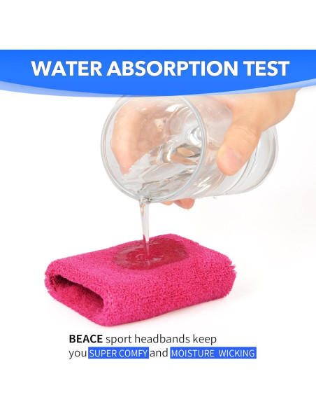 Muñequera Deportiva BEACE 6PCS Algodón Absorbente para Ejercicio