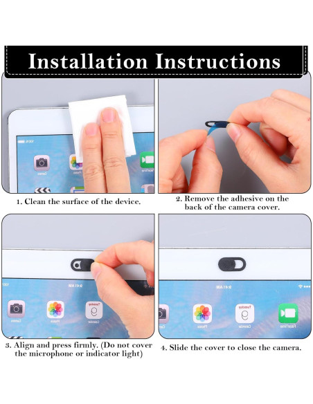 Giantree 24 Pcs Deslizador Cubierta Webcam Laptop Negro