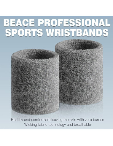 Muñequera Deportiva BEACE 6PCS Algodón Absorbente para Ejercicio