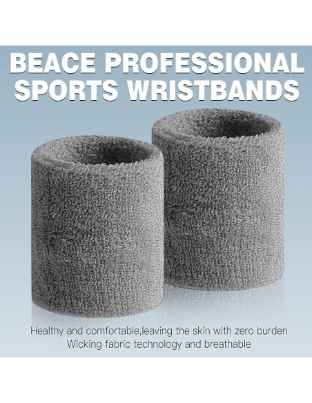 Muñequera Deportiva BEACE 6PCS Algodón Absorbente para Ejercicio