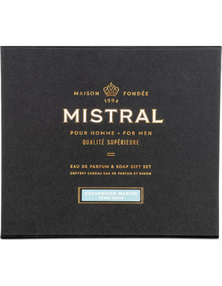 Conjunto de Regalo Mistral: Colonia 100ml y Jabón 250g Madera de Cedro