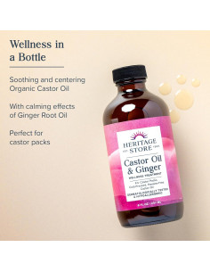 Paquete de Aceite de Ricino Orgánico Heritage Store 226g con Jengibre y Franela 2