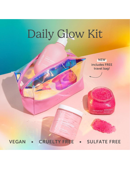 Kit de Cuidado de Piel Nectar Life Daily Glow - Jabón, Exfoliante y Jabón de Manos