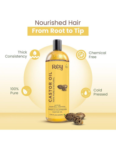 Aceite de Ricino Rey Naturals 200ml - Cuidado Cabello y Piel