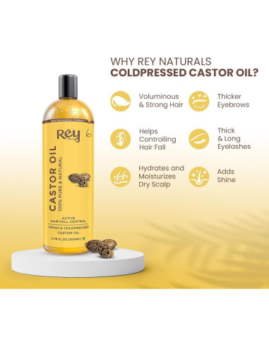 Aceite de Ricino Rey Naturals 200ml - Cuidado Cabello y Piel