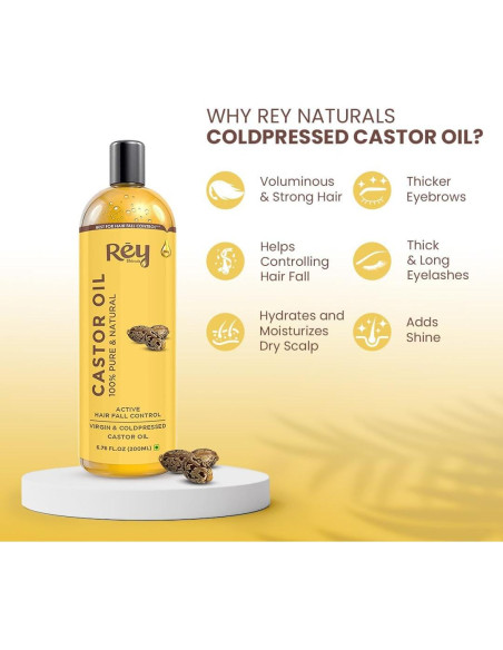 Aceite de Ricino Rey Naturals 200ml - Cuidado Cabello y Piel