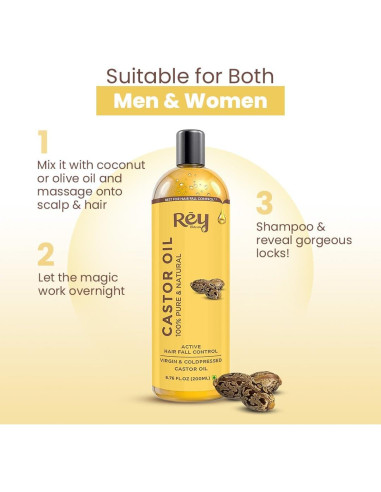 Aceite de Ricino Rey Naturals 200ml - Cuidado Cabello y Piel