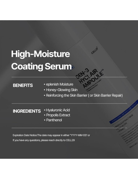 Suero Facial Hyclair 100 ml - Ácido Hialurónico Triple 10 Especies