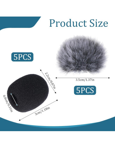 10 Filtros de Micrófono Peludos y de Espuma para Grabación