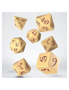 Conjunto de Dados RPG Q Workshop 7 Piezas Beige Burdeos