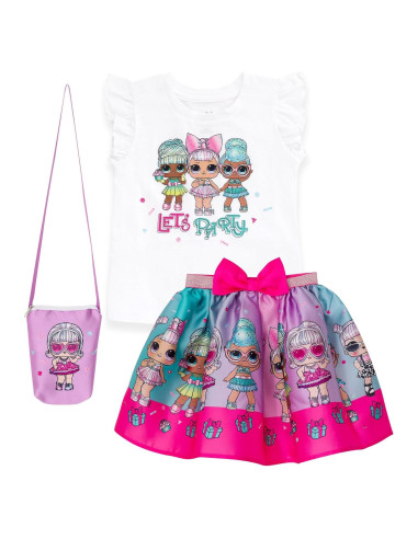 Conjunto 3 Piezas L.O.L. Surprise! Niñas - Camiseta, Falda y Bolso