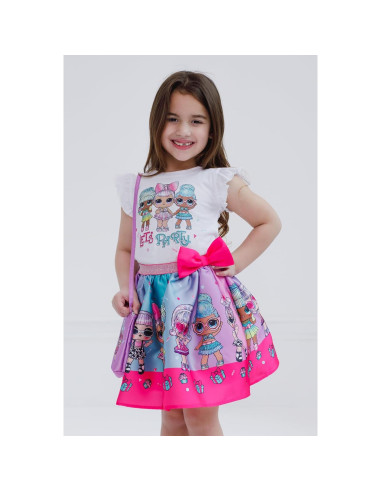 Conjunto 3 Piezas L.O.L. Surprise! Niñas - Camiseta, Falda y Bolso