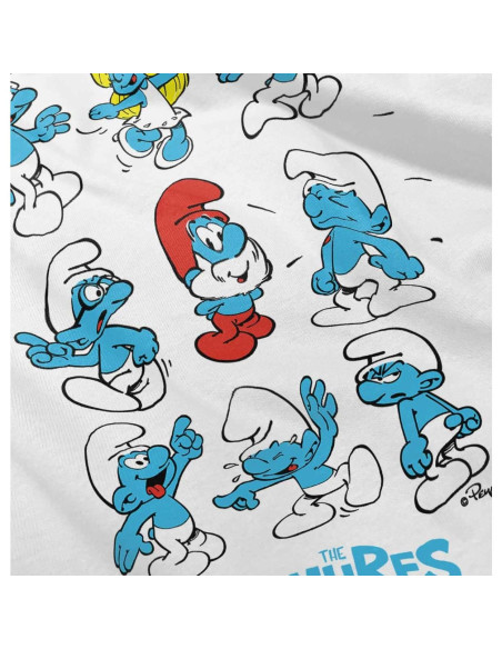 Camiseta Blanca Niños Pitufos Papa Pitufo y Pitufoleta 3T