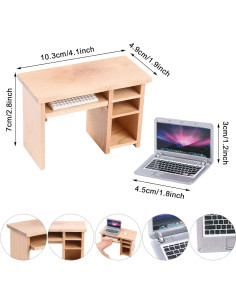Accesorios para Casa de Muñecas 1:12 - Escritorio y Computadora 2