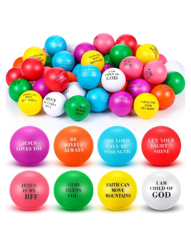 96 Pelotas de Estrés Cristianas Silipull 4 cm Alivio Ansiedad