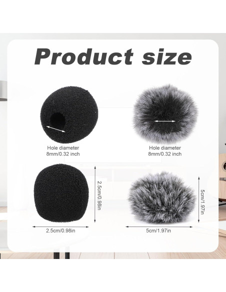 6 Fundas de Micrófono Peludas y de Espuma - Alta Densidad