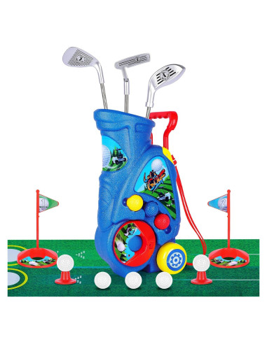Juego de Golf para Niños Beautiq con Alfombra y Carrito - Azul