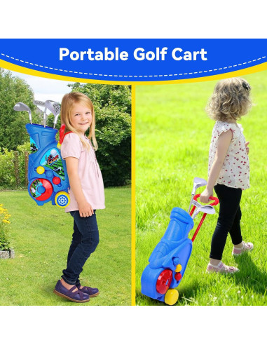 Juego de Golf para Niños Beautiq con Alfombra y Carrito - Azul