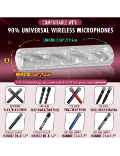 Funda de Mango de Micrófono Facmogu con Rhinestones 19cm 2
