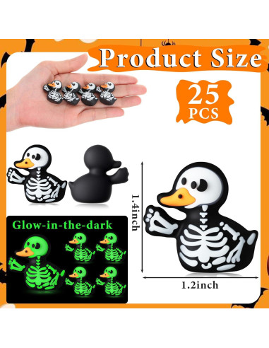 25 Figuras de Calaveras de Patito Luminiscentes Wesiti 9cm